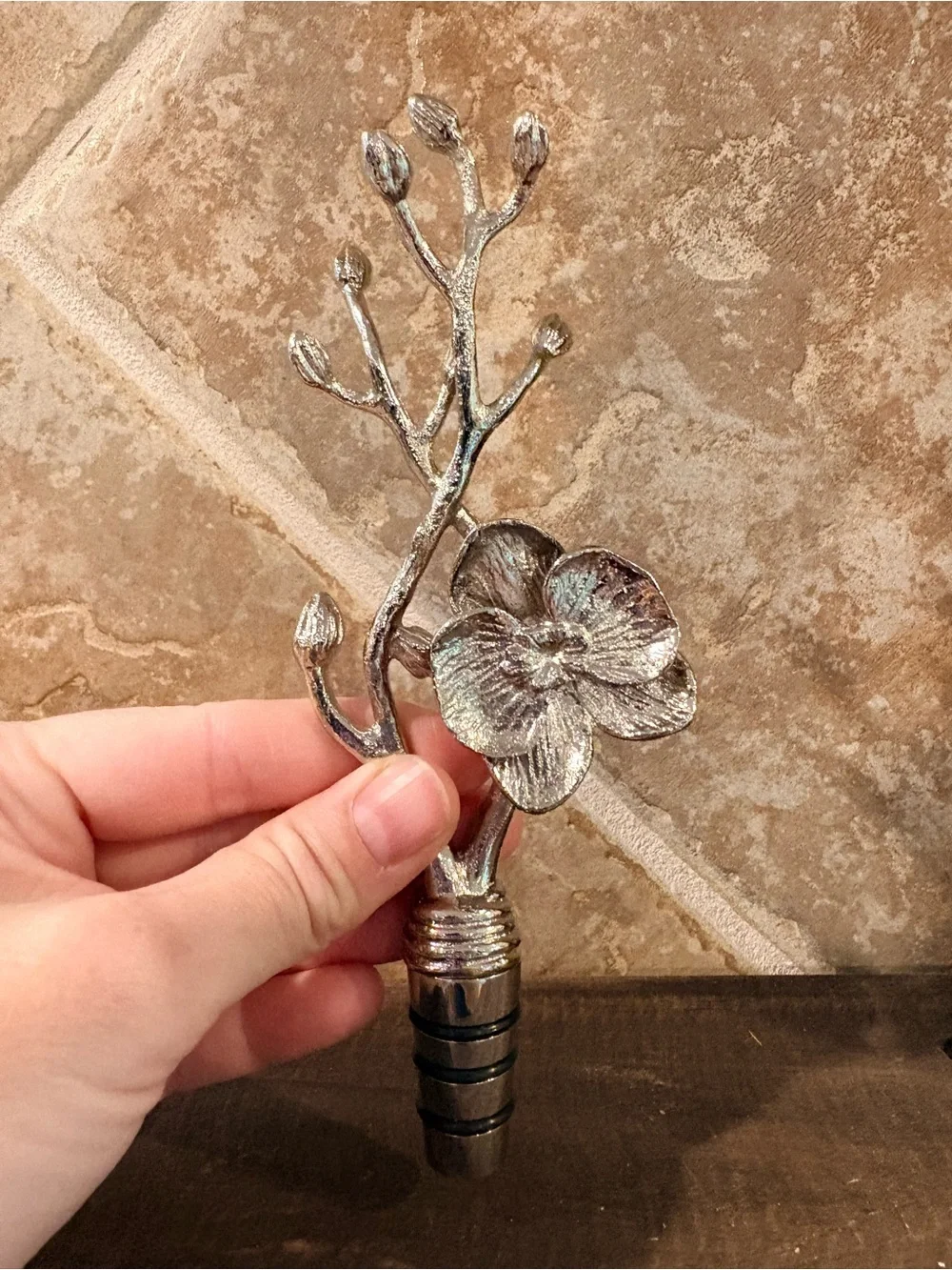 Michael Aram Black Orchid Wine Stopper, New in Open Box, #110838